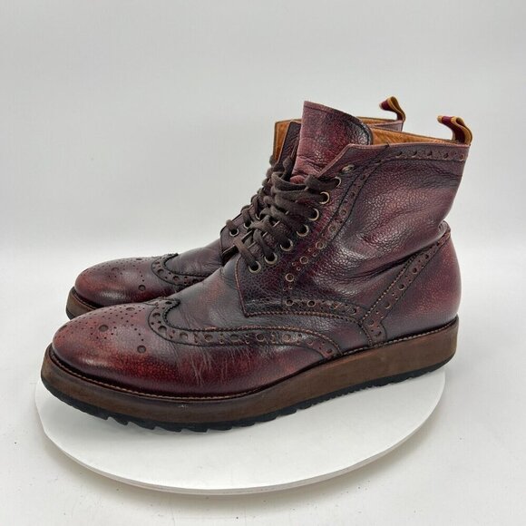 Men's Brown Leather Brogue Boots - Picture 1 of 16